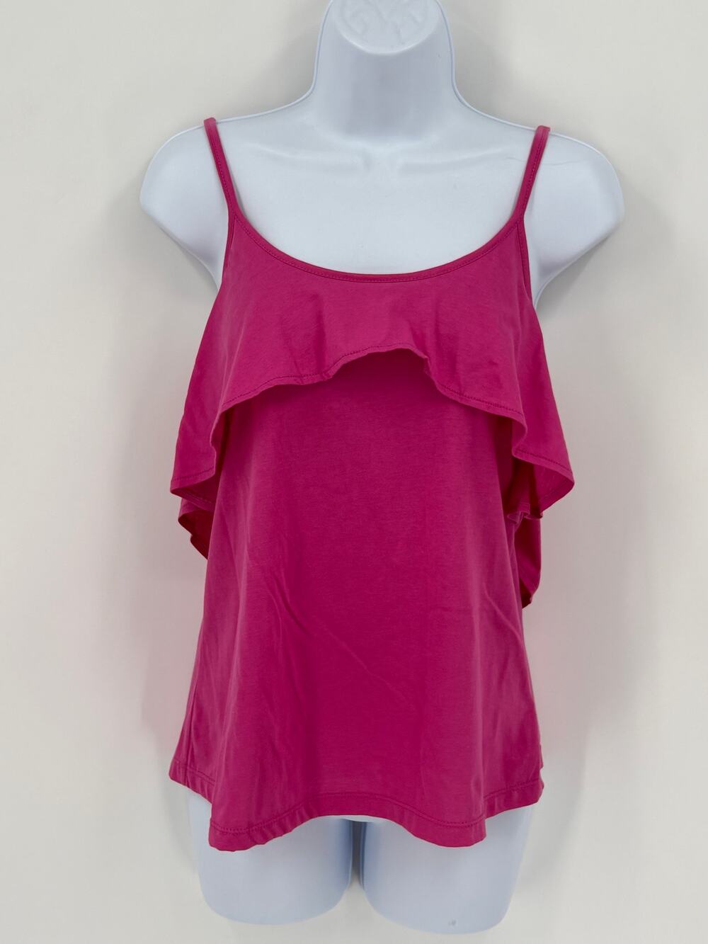 Sofi Vergara Hot Rod Pink Layered Tank Top Double Layer Ruffle Hem Size XS